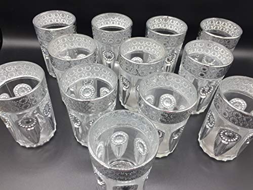 ML Set de 12 de Vasos de Cristal para Té marroquí (Plata lagrima)