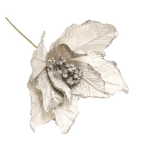 mnvxcbxv Decoraciones de Navidad, Flor Artificial, Flor de Pascua, decoración del hogar, Boda, Fiesta, Suministros de Flores Falsas, Blanco, 2