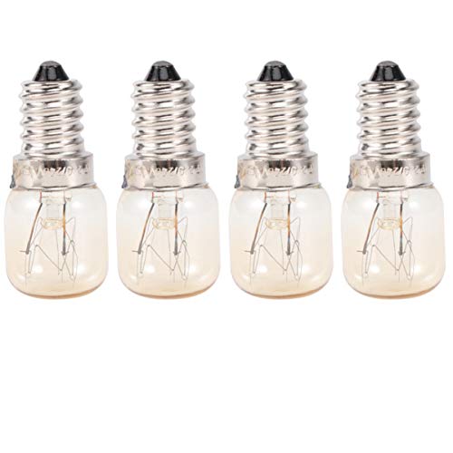 Mobestech 4Pcs 15W Bombilla de Horno de Microondas E14 Mini Bombillas de Tornillo Bombilla de Repuesto de Alta Temperatura para Cocina de Vapor Tostadora de Horno
