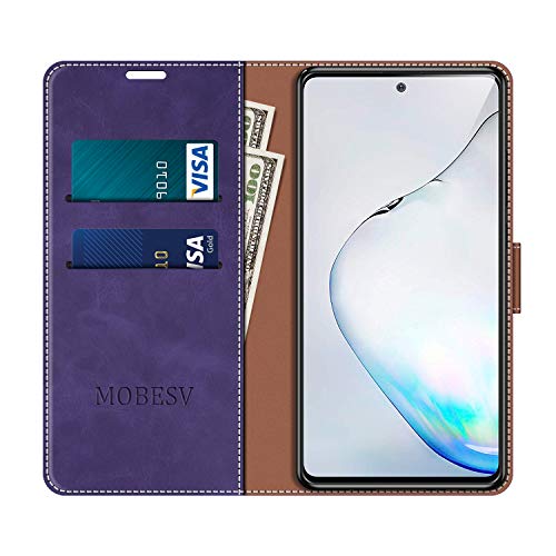 MOBESV Funda para Samsung Galaxy Note 10 Lite, Funda Libro Samsung Note 10 Lite, Funda Móvil Samsung Galaxy Note 10 Lite Carcasa para Samsung Galaxy Note 10 Lite Funda con Tapa, Violeta/Rojo