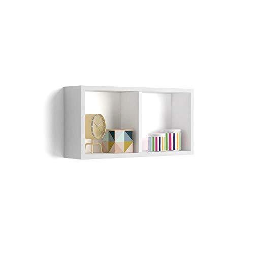 Mobili Fiver, Estante en Forma de Cubo, Modelo First, de MDF, 59 x 14,5 x 30 cm (Blanco Mate)