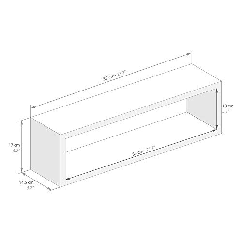 Mobili Fiver, Set de 4 estantes en Forma de Cubo, Modelo Iacopo, de MDF, Color Blanco Ceniza, 59 x 14,5 x 17 cm