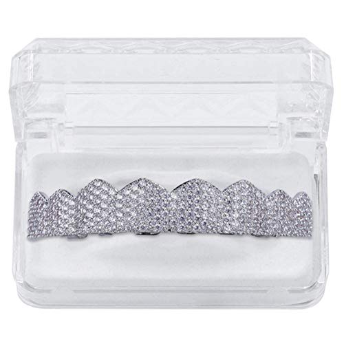 Moca Jewelry Hip Hop Unisex 18K Chapado en Oro Iced out CZ simulado Diamante Parte Superior Inferior Dientes Grill Set para Hombres y Mujeres