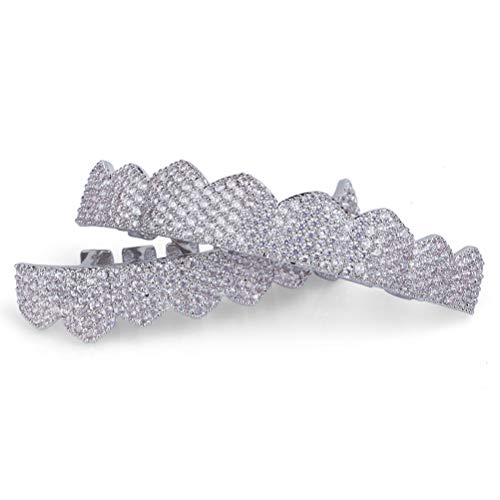 Moca Jewelry Hip Hop Unisex 18K Chapado en Oro Iced out CZ simulado Diamante Parte Superior Inferior Dientes Grill Set para Hombres y Mujeres