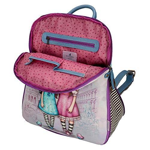 Mochila Casual Gorjuss Friends Walk Together, Morado, 31x38x15 cm