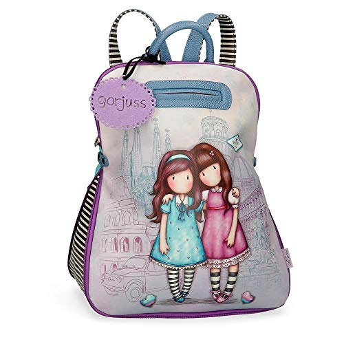 Mochila Casual Gorjuss Friends Walk Together, Morado, 31x38x15 cm