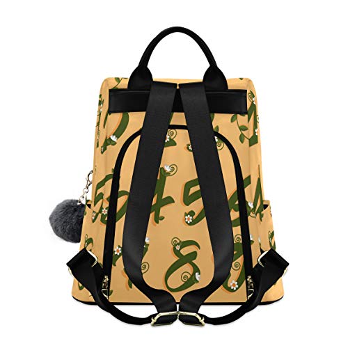 Mochila de viaje para mujer, ligera, impermeable, Oxford, pequeña, casual, antirrobo, números de color verde cursiva