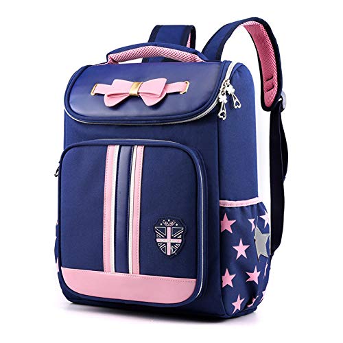Mochila Escolar Espina Dorsal de Gran Capacidad con Cremallera Tipo refrigerador Mochila Primaria Coreana Mochila de Viaje para niños-Párrafo uno Rojo