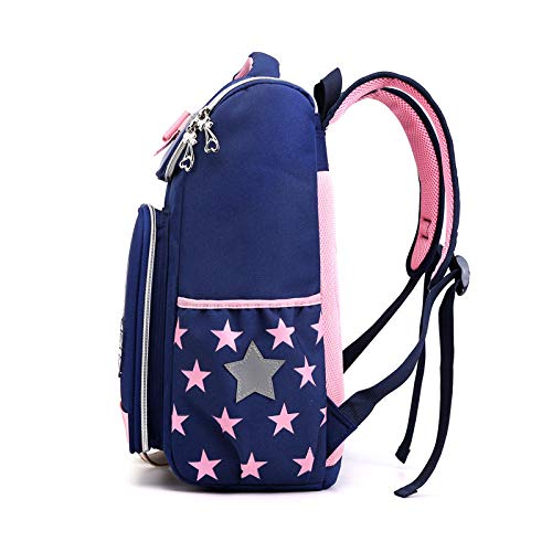 Mochila Escolar Espina Dorsal de Gran Capacidad con Cremallera Tipo refrigerador Mochila Primaria Coreana Mochila de Viaje para niños-Párrafo uno Rojo