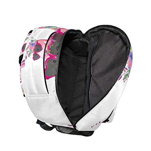 Mochila escolar para niñas con diseño de flamenco, corona de flores para escuela media