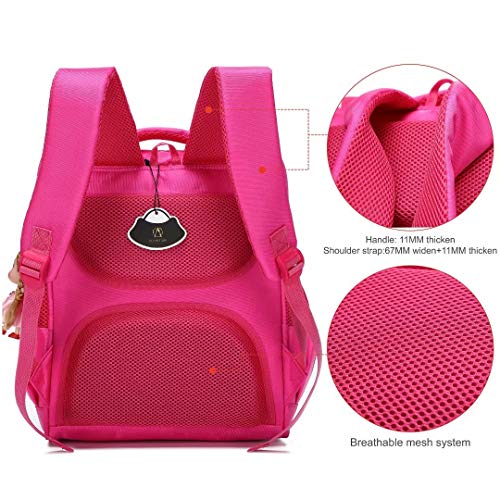 Mochila Nina Escolar,Mochila Bordados,Bolsas Trabajo,Mochila de la Escuela de Las niñas para la Escuela Primaria Lindos Bolsos de Libro de Bordado para Las niñas (Rosa roja, S)