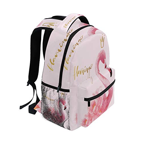 Mochila para colegio, diseño de corona de flamencos, para adolescentes y niñas, para viajes, camping, gimnasio, senderismo