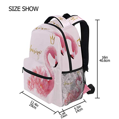 Mochila para colegio, diseño de corona de flamencos, para adolescentes y niñas, para viajes, camping, gimnasio, senderismo