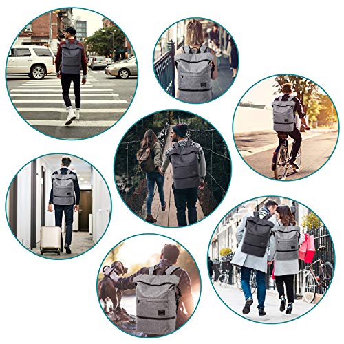 Mochila portátil, Mochilas Escolares, Macuto de Viaje ITSHINY Bolsa de antirrobo Roll Top Bolsa Escolar Mochila Casual de día Ligera y Resistente al Agua para Hombre Mujeres hasta 15,6 Pulgadas