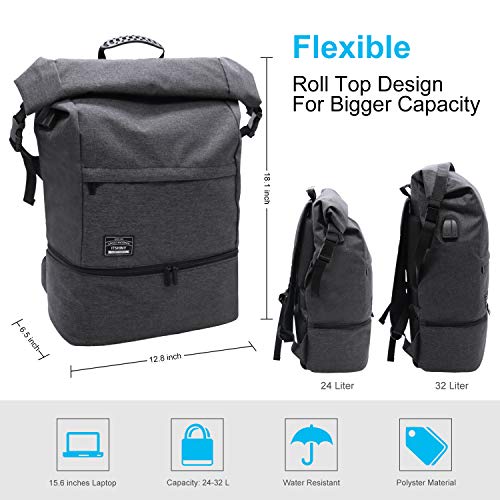 Mochila portátil, Mochilas Escolares, Macuto de Viaje ITSHINY Bolsa de antirrobo Roll Top Bolsa Escolar Mochila Casual de día Ligera y Resistente al Agua para Hombre Mujeres hasta 15,6 Pulgadas