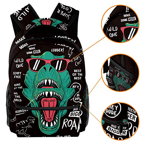 Mochilas escolares de 16 pulgadas para estudiantes, bolsa de viaje básica, mochila para portátil – Dinosaurio con consignas geniales