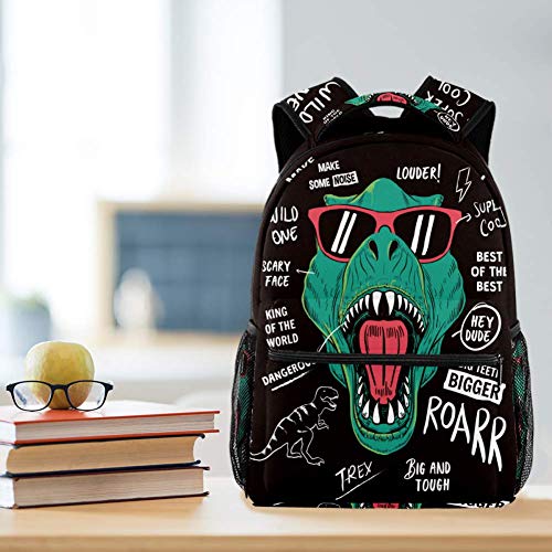 Mochilas escolares de 16 pulgadas para estudiantes, bolsa de viaje básica, mochila para portátil – Dinosaurio con consignas geniales