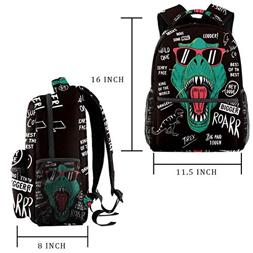 Mochilas escolares de 16 pulgadas para estudiantes, bolsa de viaje básica, mochila para portátil – Dinosaurio con consignas geniales