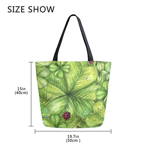 Moda Casual reutilizable bolsas de comestibles trébol y mariquita Hombres Mujeres hombro bolsa de lona