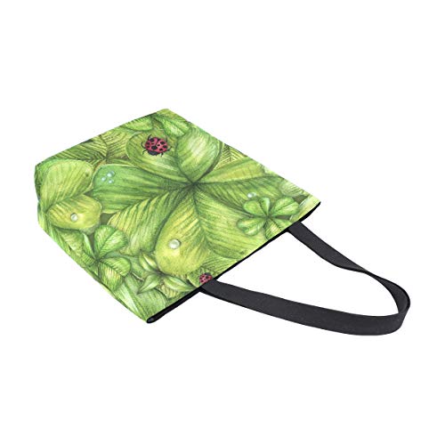 Moda Casual reutilizable bolsas de comestibles trébol y mariquita Hombres Mujeres hombro bolsa de lona