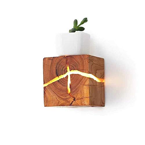 Moddeny Natural de madera agrietado lámpara de pared realista diseño original de madera de roble aplique de la luz Fixture Plaza creativo azúcar LED Restaurante Bar Granero noche de la decoración de i