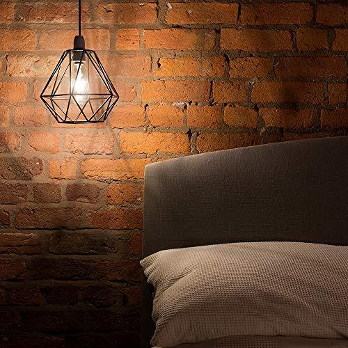 Moderna Pantalla Lampara Techo - Estilo Jaula Geométrica Colgante - Metal Negro - Iluminación Interior