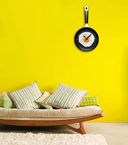 Moderna Sartén de Huevos Cubiertos Reloj de Pared Cocina única Decoración Color Rojo
