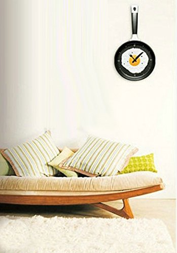 Moderna Sartén de Huevos Cubiertos Reloj de Pared Cocina única Decoración Color Rojo