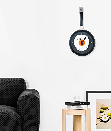 Moderna Sartén de Huevos Cubiertos Reloj de Pared Cocina única Decoración Color Rojo