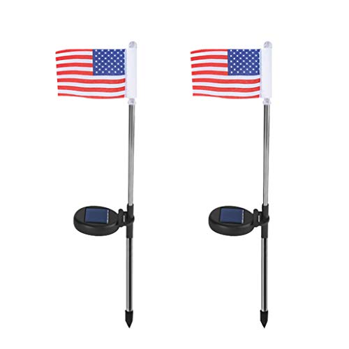 Moent Energía Solar 2PC Energía de luz Solar Bandera Americana LED Jardín al Aire Libre Ruta Paisaje Lámpara Decoración