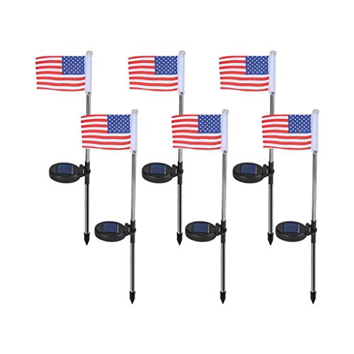 Moent Energía Solar 2PC Energía de luz Solar Bandera Americana LED Jardín al Aire Libre Ruta Paisaje Lámpara Decoración