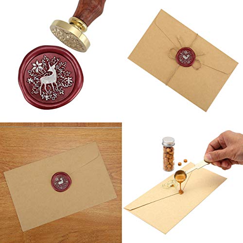 Mogokoyo - Cuchara de 2,5 ml, 2 velas + 240 ceras + sello de madera, juego de sellos vintage para decoración de letras personalizadas para Navidad, color Cref 1