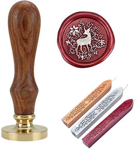 Mogokoyo - Cuchara de 2,5 ml, 2 velas + 240 ceras + sello de madera, juego de sellos vintage para decoración de letras personalizadas para Navidad, color Cref 1