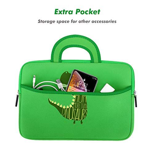 MoKo Funda de Fieltro Compatible con Amazon Tablet 7-8 Pulgadas - Maletín Portátil de Neopreno para Fire Kids Edition (5th Generación, 2015), Fire 7 2019/2017, Fire HD 8, Dinosaurio Verde