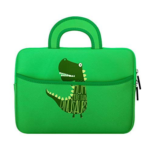 MoKo Funda de Fieltro Compatible con Amazon Tablet 7-8 Pulgadas - Maletín Portátil de Neopreno para Fire Kids Edition (5th Generación, 2015), Fire 7 2019/2017, Fire HD 8, Dinosaurio Verde