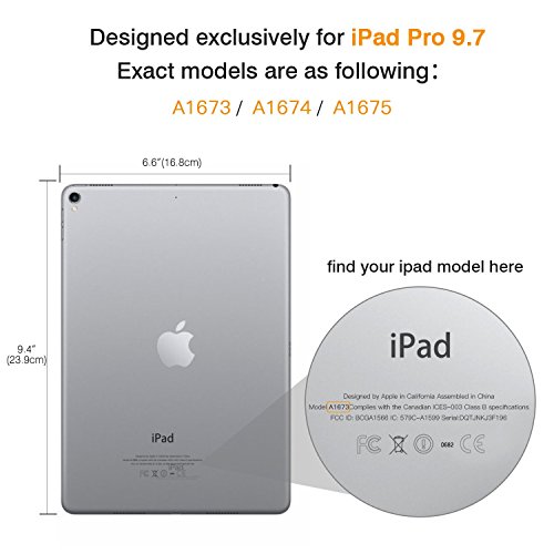 MoKo Funda para iPad Pro 9.7 - Protectora Plegable Trasera Transparente Durable (Auto Sueño/Estela) para Apple iPad Pro 9.7 Pulgadas 2016 Tableta（No Apto Nuevo Apple iPad 9.7 2017, Oro Rosa