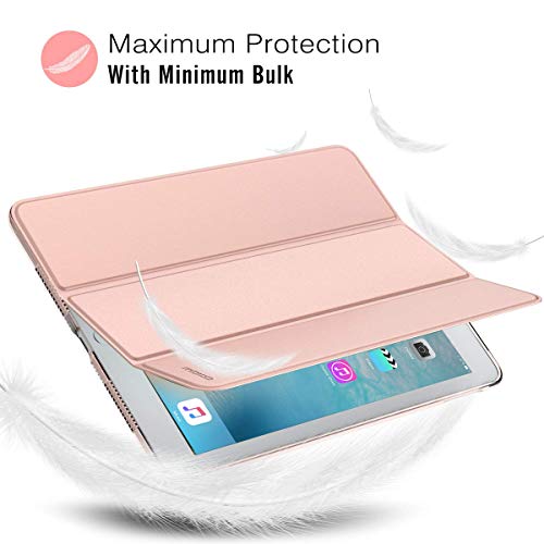 MoKo Funda para iPad Pro 9.7 - Protectora Plegable Trasera Transparente Durable (Auto Sueño/Estela) para Apple iPad Pro 9.7 Pulgadas 2016 Tableta（No Apto Nuevo Apple iPad 9.7 2017, Oro Rosa