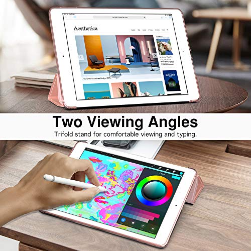 MoKo Funda para Nuevo iPad 8ª Generación 10.2" 2020 (10.2 Pulgadas) / iPad 7ª Generación 2019, Delgado Función de Soporte TPU Protectora Plegable Cubierta Trasera Transparente - Oro Rosa