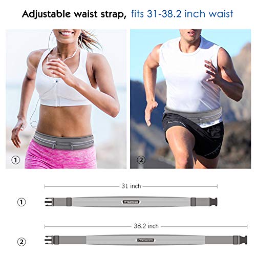 MoKo Riñoneras Belt Universal - Deportivo Cinturón de Correr con Cremallera y Prueba de Sudor para Ejercicios para iPhone 11, 11 Pro, 11 Pro MAX, Pixel 4, Pixel 4 XL, Galaxy S10 S10 Plus S10e, Gris
