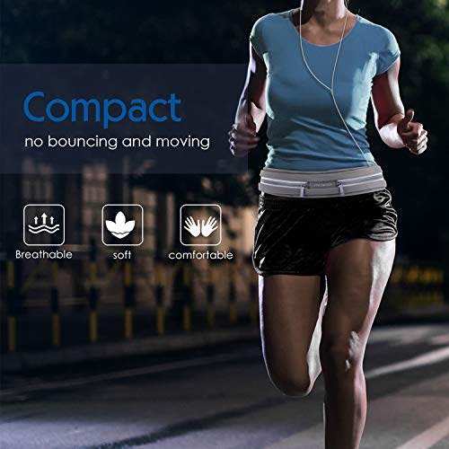 MoKo Riñoneras Belt Universal - Deportivo Cinturón de Correr con Cremallera y Prueba de Sudor para Ejercicios para iPhone 11, 11 Pro, 11 Pro MAX, Pixel 4, Pixel 4 XL, Galaxy S10 S10 Plus S10e, Gris