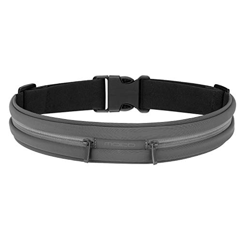 MoKo Riñoneras Belt Universal - Deportivo Cinturón de Correr con Cremallera y Prueba de Sudor para Ejercicios para iPhone 11, 11 Pro, 11 Pro MAX, Pixel 4, Pixel 4 XL, Galaxy S10 S10 Plus S10e, Gris