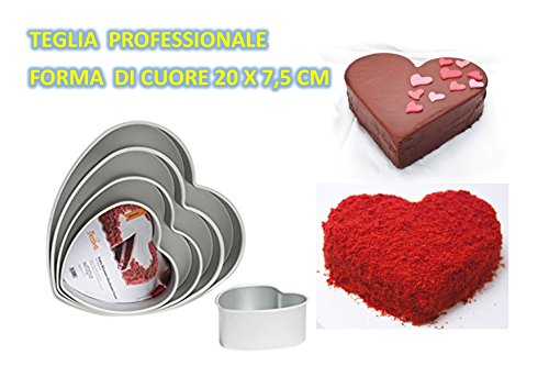Molde con forma de corazón profesional Decora de aluminio anodizado CDC Kit 2 (1 molde de 20 x 7.5 cm)