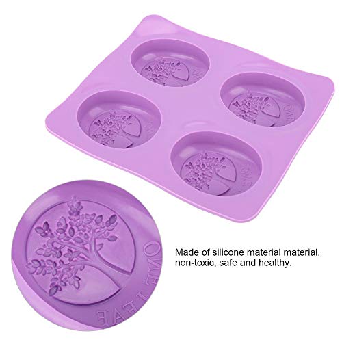 Molde De JabóN Hecho A Mano 4 Rejillas Pastel Silicona Herramienta Diy Galleta Caramelo Fondant Chocolate Para Hornear DecoracióN Forma áRbol