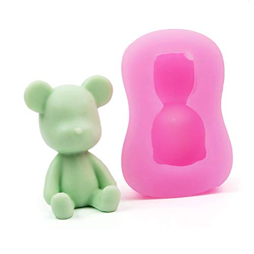 Molde de Pastel de Silicona, Molde de Fondant en Forma de Oso 3D, Molde de Chocolate, Molde de Caramelo, Molde de Caramelo No Pegajoso, Molde de Jabón Reutilizable, Herramienta para Hornear Pasteles