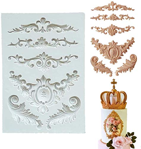 Molde de pastel esculpido barroco Flor de encaje Relieve retro Decoración de fondant de silicona Molde de glaseado de azúcar Estera de decoración Cupcakes Sugarcraft Caramelos
