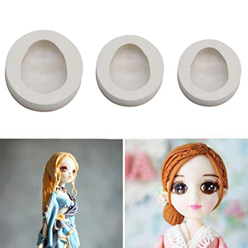 Molde de silicona 3D para cara de muñeca, moldes de arcilla, moldes de chocolate, herramientas para hornear, blanco, large