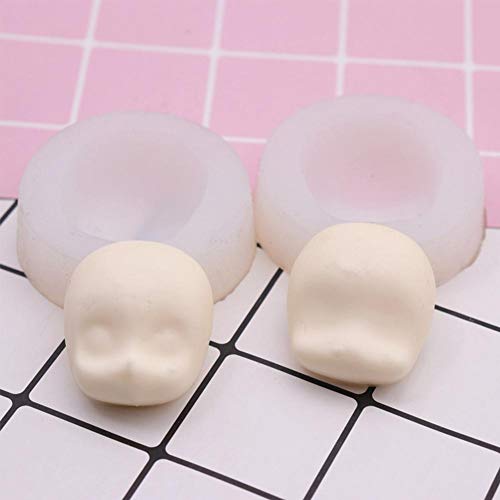 Molde de silicona 3D para cara de muñeca, moldes de arcilla, moldes de chocolate, herramientas para hornear, blanco, large