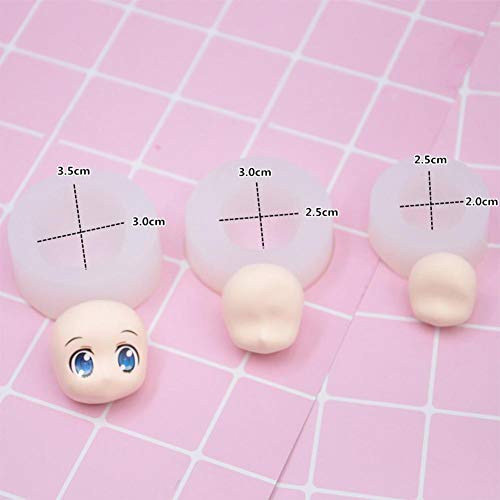 Molde de silicona 3D para cara de muñeca, moldes de arcilla, moldes de chocolate, herramientas para hornear, blanco, large