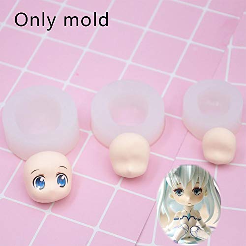 Molde de silicona 3D para cara de muñeca, moldes de arcilla, moldes de chocolate, herramientas para hornear, blanco, large