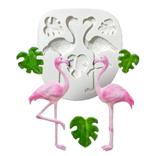 Molde de silicona 3D para fondant, diseño de hojas de flamenco de UPKOCH, para decoración de fiesta tropical Hawaii, color gris